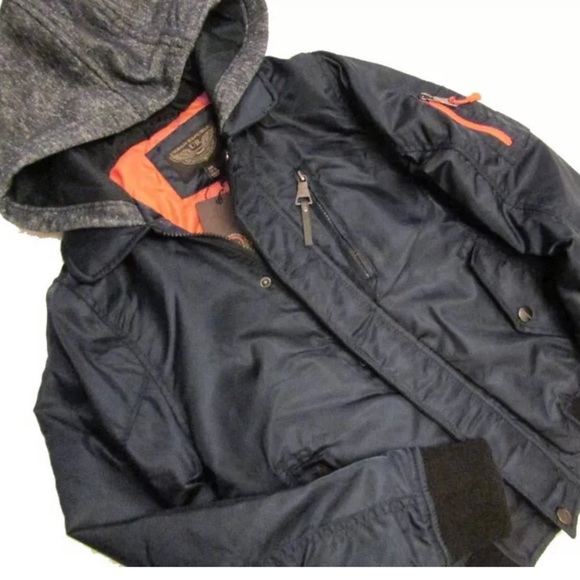 $85 Urban Republic Big Boy Bomber Jacket 18 / 20 Aviator Hooded Heavy Duty Zips - Picture 9 of 15